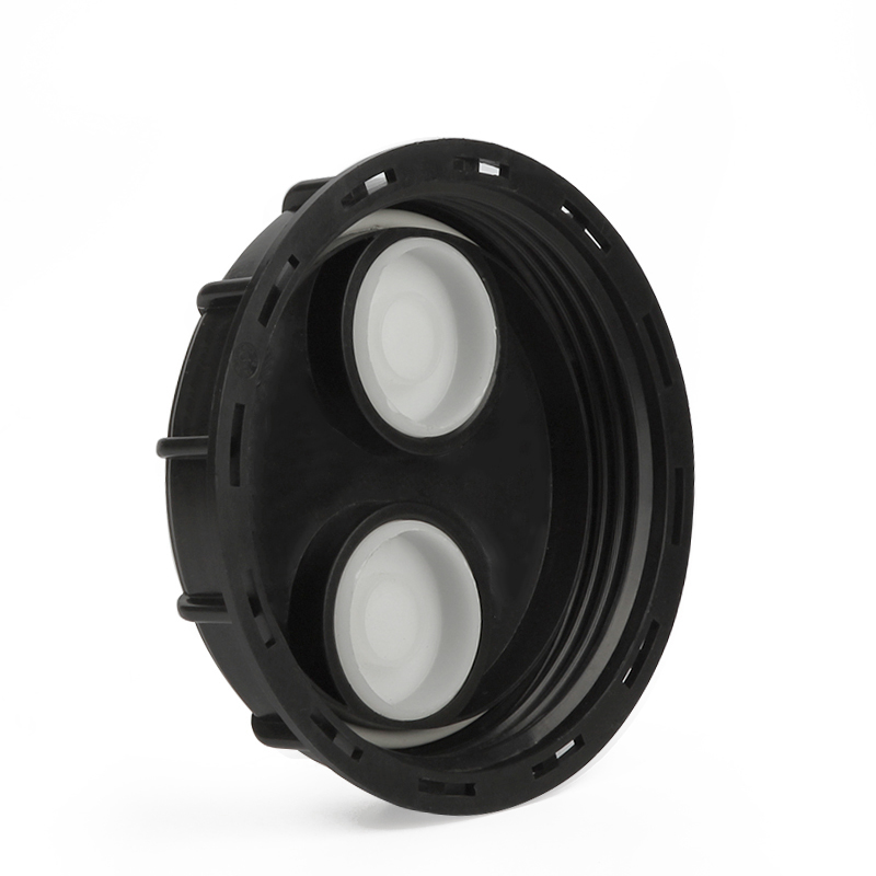 155mm Black IBC Container Plastic Cap Lid with Two Plug Holes Replacement Cover for IBC Tank (Customizable)