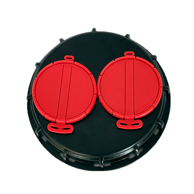 Coupling 6 Inch IBC Cap with Double 2" Bung Caps for IBC Tote Tanks HDPE Molded Blue