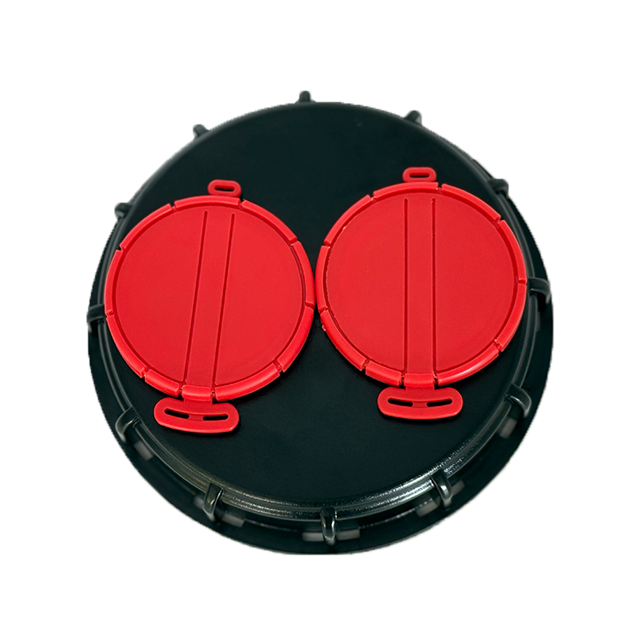 Coupling 6 Inch IBC Cap with Double 2" Bung Caps for IBC Tote Tanks HDPE Molded Blue
