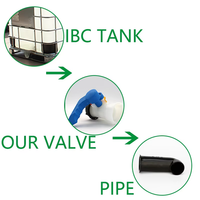 Xinzhou DN40 62mm 1000L Used IBC Reconditioning Tote Water Tank Adapter Thread Plastic Hand Operated Butterfly Valve Tank Valve Cistern