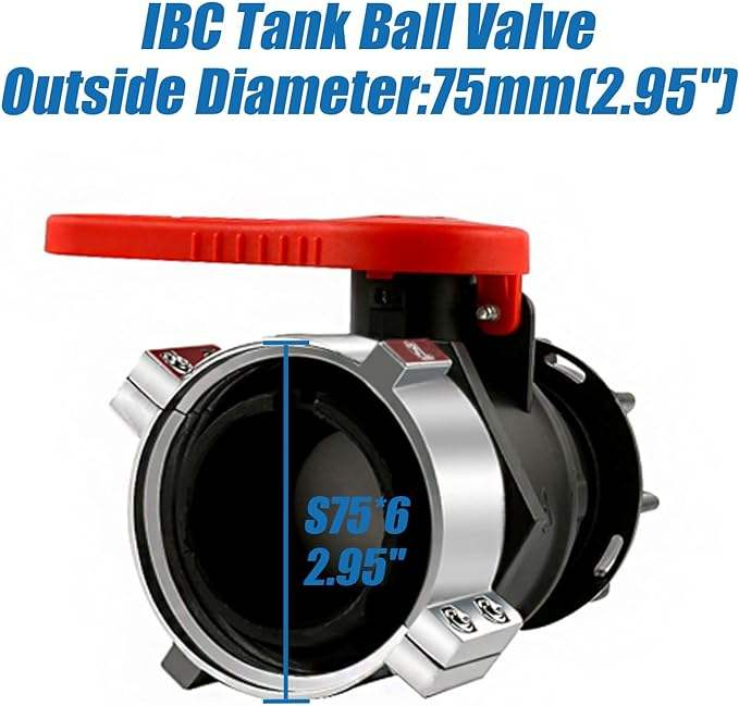 Xinzhou 2" IBC Ball Valve DN50 NPT Thread X 75mm Length - PP Plastic Discharge Valve CTBALL-04-75 with EPDM Gasket