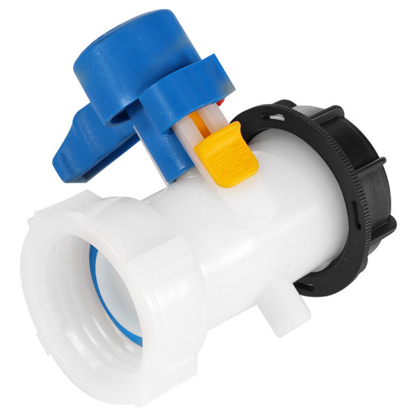 Xinzhou DN50 75mm 1000L IBC Tote Water Tank Adapter S60x6MM Thread Plastic PE Material Hand Operated Butterfly Valve Tank Valve Cistern